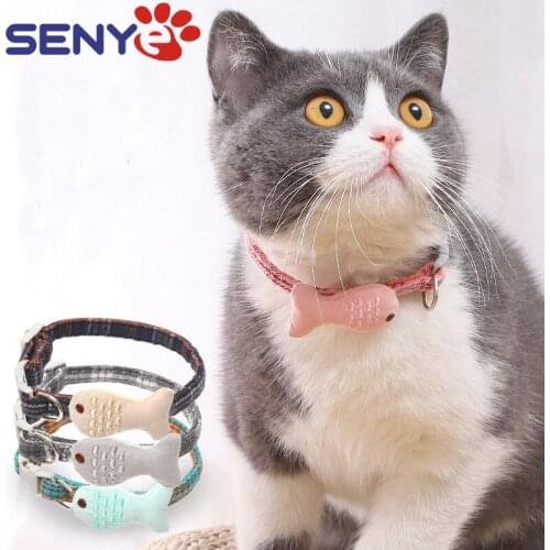 Japanese Style Collar Accessories Cat Collar Cotton Filled Scottish Plaid Embroidery Small Cute Fish Cat Collar