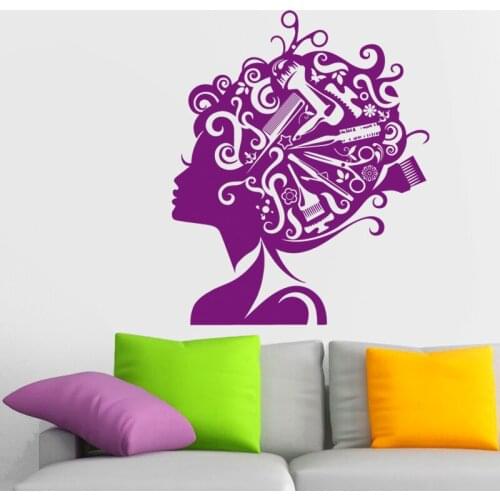 Hair Salon Wall Decal Beauty Salon Scissor Sticker Barber Shop Vinyl Wall Decals Decor Mural Hairdresser Glass Window Sticker