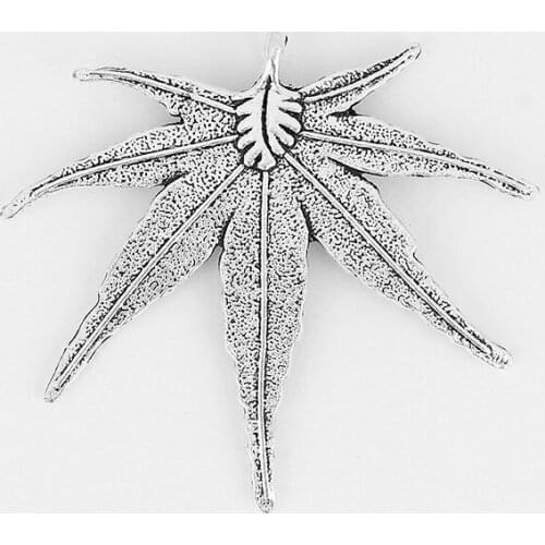 5PCS Vintage Silver Color Tree Leaf Maple Leaves Big Pendant for Jewelry Making 57x47mm DIY Necklace Accessories