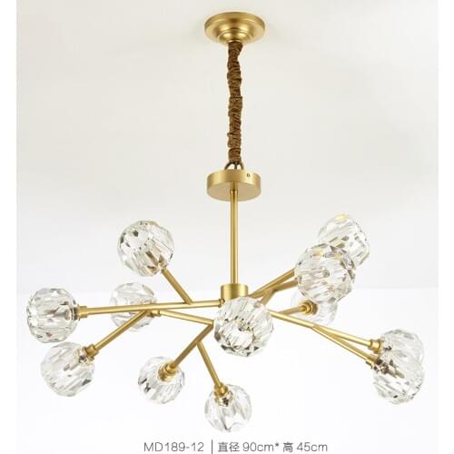 Postmodern crystal chandelier living room lamp modern minimalist restaurant light luxury Nordic copper lamp molecular lamp