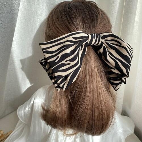 2021 New Spring Leopard Striped Bow For Ladies Hair Band Trendy Ribbon Hairpin Temperament Ribbon Bow Headwear Hair Accessories