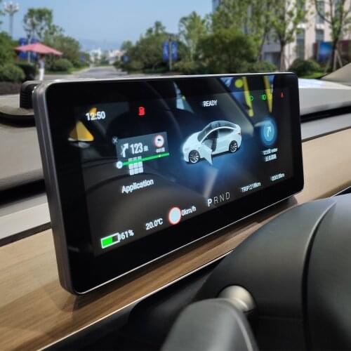 SATONIC Digital LCD Multimedia Player 10.2 Touched Screen for Tesla Model 3 Y Support Carplay Navigation Gear Battery Left Drive