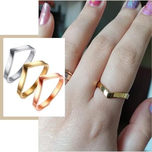 Chic Stainless Steel V-Shaped Rings for Women,Boho Knuckle Finger Wedding Jewelry,Geometric Ladies Gift, anel feminino
