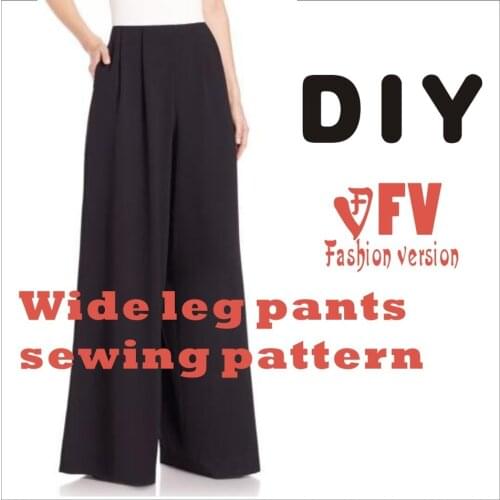 Wide leg trousers Pants sewing pattern The trousers pattern(Not the pants) elastic BCK-34