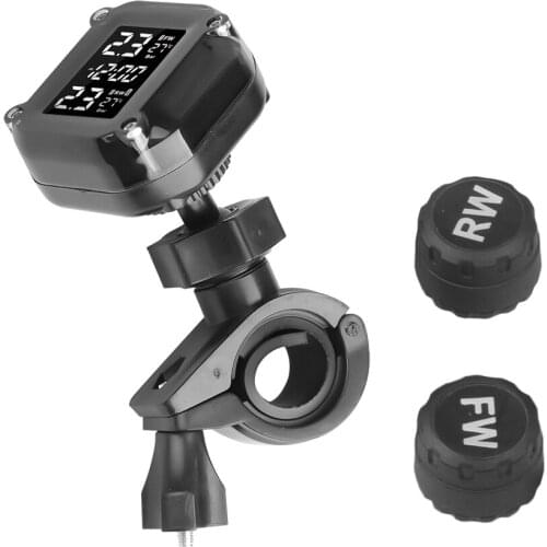 USB Quick Charge Motorcycle TPMS Tire Temperature Tire Pressure Monitoring Alarm System LCD Screen 2PCS External Sensor Magnetic