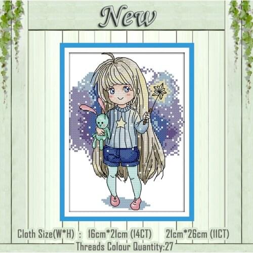 Magical girl cartoon decor paintings counted printed on the canvas DMC 11CT 14CT kits NKF Cross Stitch embroider needlework Sets