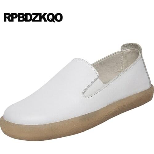 Driving Women Thick Sole White Big Size Nurse Round Toe 2018 Retro Large Slip Resistant Japanese Wide Fit Shoes Ladies Flats