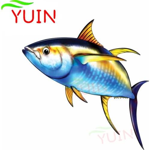 Yellowfin Tuna Fish Personality Car Sticker Lovely Fine Decal Fashion PVC Motorcycle Decoration Sunscreen Decals 13*13cm