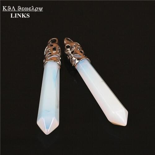 67MM Crystal Opal Quartz Stone Pendant Hexagon Prism Druzy Gem Stone Healing Pendulum Charm Jewelry Accessories for Women