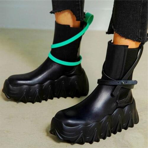 Platform Creepers Women Genuine Leather Ankle Boots High Heel Oxfords Military Punk Goth Oxfords 34 35 36 37 38 39