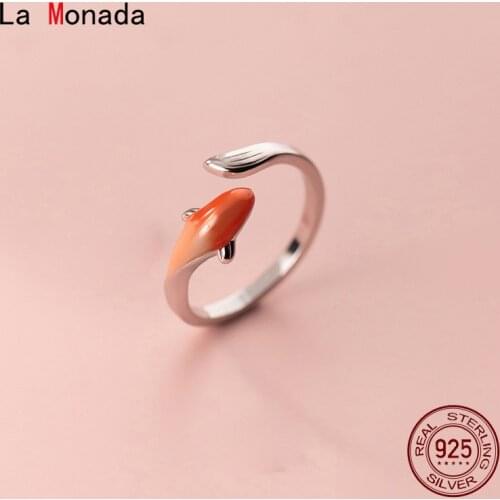 La Monada 51-58mm Resizable 925 Silver Rings For Women Real Silver 925 Woman Adjustable Ring Fish Fine Luxury Jewelry Silver
