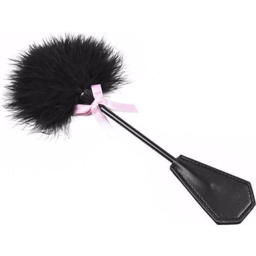 1PC Black PU Leather & Feather Whip Sex Tool Restraint Fetish Adult Game Sex Toy dropshipping