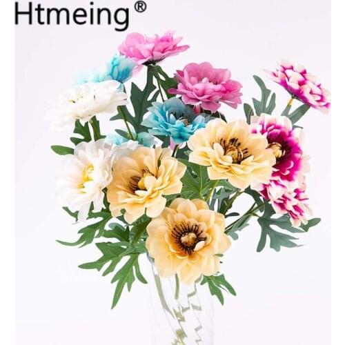 1PCS Artificial flower chrysanthemum silk flowers Desktop display decorative Handmade flower Artificial fake flower