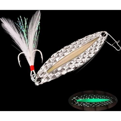1pcs Metal Spoon Spinner Fishing Lure Hard Baits 2.5g-20g Sequins Lures Noise Paillette with Feather Treble Hook Fishing Tools