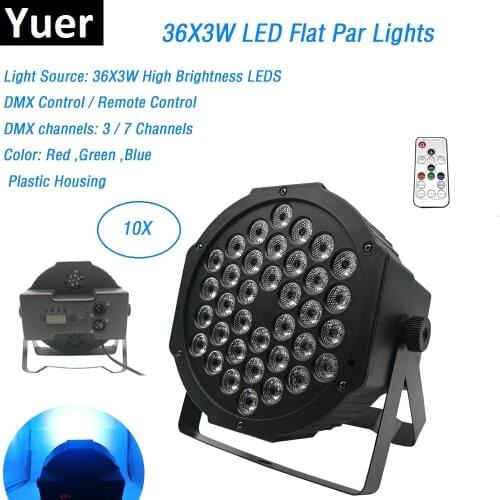 10XLot Free Shipping 36LEDS LED Stage Lights RGB Colors DMX Par Lights LED Disco Lights Par LED Stage Lights For Wedding Party
