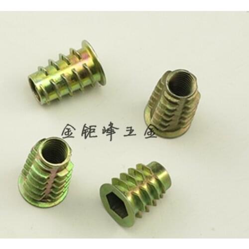 20Pcs M6 M8 Zinc Alloy Thread For Wood Insert Nut Flanged Hex Drive Head Furniture Nuts