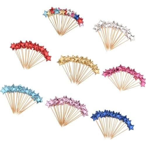 20 Pcs Toothpicks PU Leather Star Cupcake Toppers Birthday Decoration