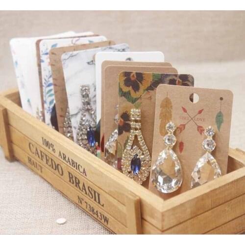2019 new arrival Multi design jewelry package tag white/kraft flower design earring tag DIy Thank you /marbel earring tag 100pc