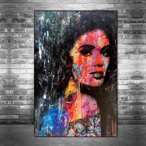Abstract Woman Graffiti Art Canvas Paintings On the Wall Art Posters And Prints Modern Art Canvas Picture For Living Room Cuadro