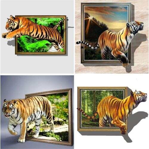 5D DIY Diamond Painting Tiger Full Round Square Diamond Embroidery Animals Landscape Cross Stitch Mosaic Sale Home Decoration