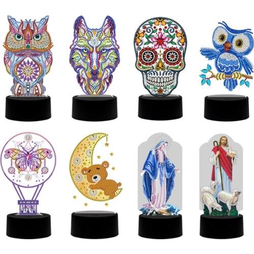 DIY Special Shaped Diamond Painting Lamp Skull Animal Shaped LED Night Light Ornaments Home Decor Living Room Decoration