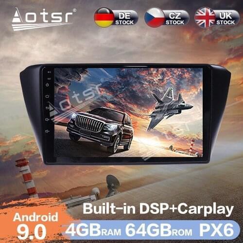 Aotsr Android 9.0 PX6 RAM 4GB Car Radio Player GPS Navigation DSP For Skoda Fabia 2015-2019 Car Auto Stereo Video HD Multimedia