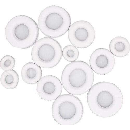 White Round Headphone Headset Earpad Replacement Soft Foam Protein Leather Ear Pad Cushion for Headset Headphone