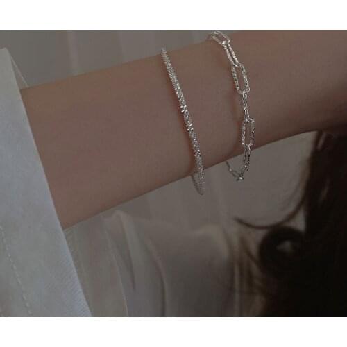 Bilandi Fashion Jewelry Shiny Chain Bracelet 2021 New Style Hot Selling Silvery Plating Single Layer Metal Chain For Girl Gift