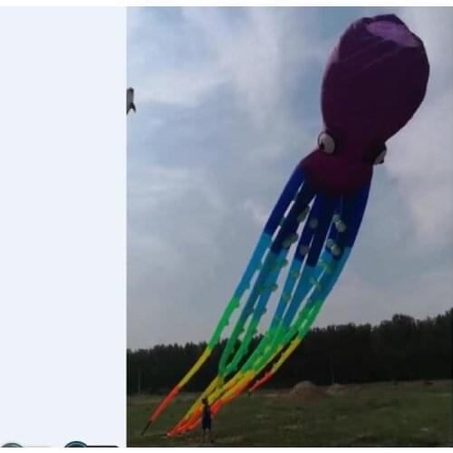 Flying big octopus papalotes pulpo fish flag rainbow kite livre soft kite adult giant kite large ripstop nylon cometas grandes