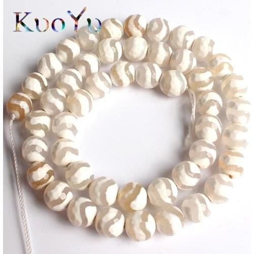 Natural Stone Faceted White Water Wave Stripe Agates Beads Round Loose Bead 15''Inches 8/10mm For Jewelry Making DIY Bracelets
