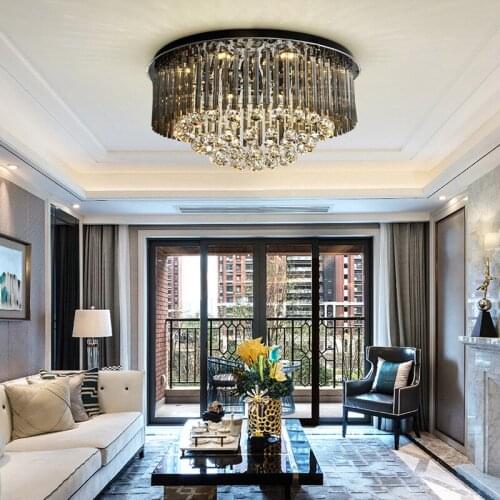 Black home decor ceiling chandelier modern crystal lamp for bedroom Luxury living room chandeliers lighting fixtures