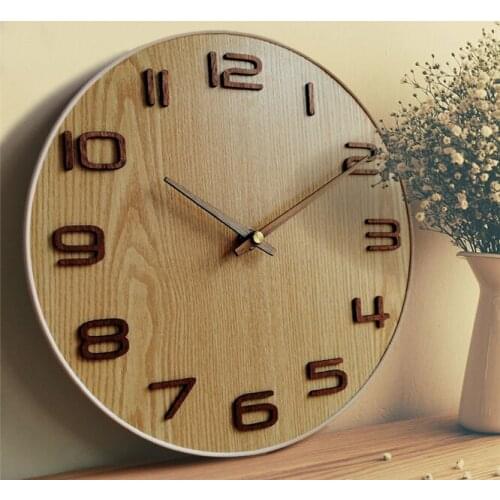 Japanese-style 10 inch Mute Wooden Wall Clock Watch Solid wood Quartz Hanging clock Modern Home decoration Living room bedroom