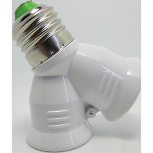 2 in 1 Lamp Holder Bulb Holder Dual Double 2X E27 Socket Base Extend Splitter Plug Halogen Light Lamp Copper Contact Adapter