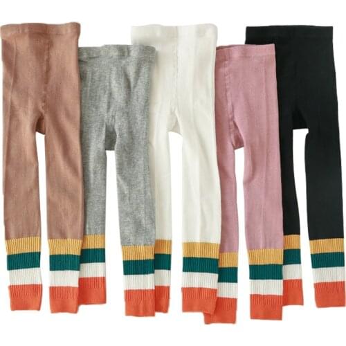 Kids Little Girls Cotton Ribbed Leggings Children Toddler Spring Colorful Rainbow Legging Baby Infant 2020 Fashion Boomers Pants
