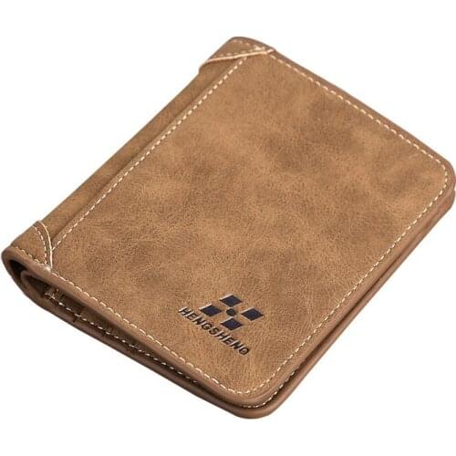 Mens Wallet Mens 3 Fold Leather Wallet ID Credit Card Holder Short Coin Purse Business Slim Wallet Men Carteira Masculina 1133