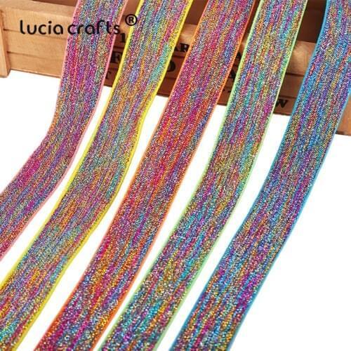 Lucia Crafts 2y Printed Elastic Ribbons Stretchy Tape Headwear Cloth Bag Sewing Accessories X0204