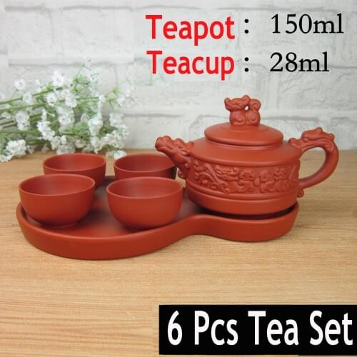 Hot Sale 6 Pcs Kung Fu Tea Set [1 Teapot+1 Tray +4 Cups] Chinese Porcelain Sets Ceramic Gongfu Gaiwan Yixing Clay Tea Portable