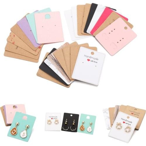 20pcs 6.5x5cm 24 Style Earrings Necklaces Display Cards Kraft Paper Ear Studs Card Hang Tag Card For DIY Jewelry Display Card