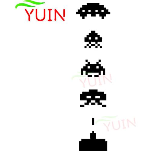 Space Invaders Creative Car Decorative Pattern Fashion Sticker Personality PVC Waterproof Decal Black/White/Red/Laser/Silver