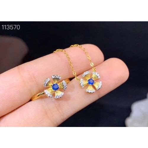 Natural sapphire suit, 925 silver, beautiful design, Price concessions