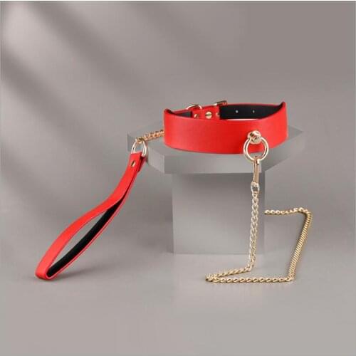 Leather Sponge Bondage Collar With Metal Chain Sex Toys for Women Bdsm Bondage Adult Erotic Games BDSM Dog Erotic Toys S0881