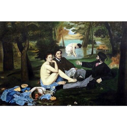 Luncheon on the Grass, 1863 by Edouard Manet Painting Canvas Art Pictures Handpainted Oil Painting Vertical