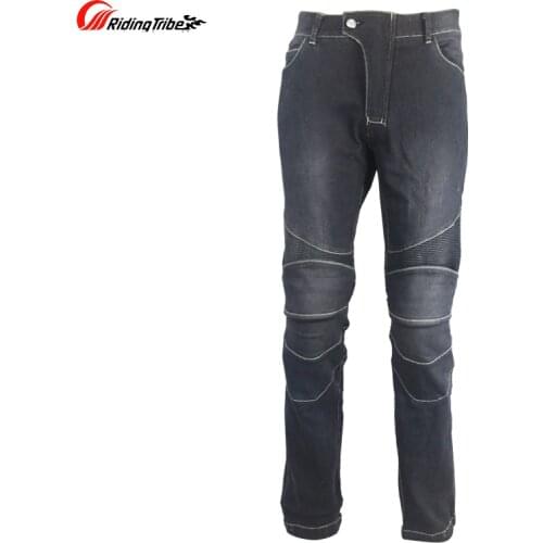 Motorcycle Mens Black HP Protective Jeans Drop Resistant Knee pads Protection Moto Racing denim Pants
