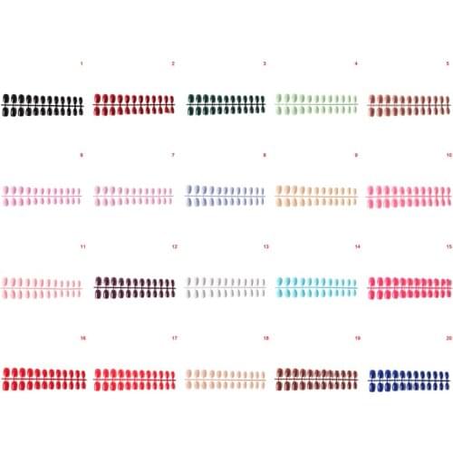 24pcs/set French Design False Nails Full Nail Tips Candy Color Fake Nails Fake Art Cover Manicure French Nails Art Tips 20Colors