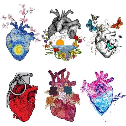 Flower Heart Stickers Iron On Transfer For Clothing Heat Transfers Patches On Clothes Thermo-stickers Van Gogh Sticker Patches