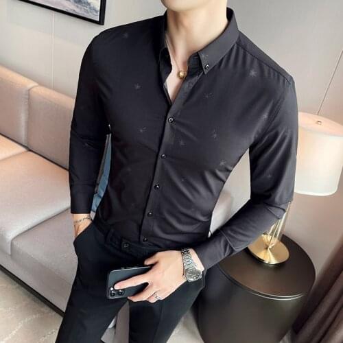Autumn High Quality Business Casual Shirts for Men 2021 Long Sleeve Slim Office Formal Dress Shirt Handsome Social Party Blouse