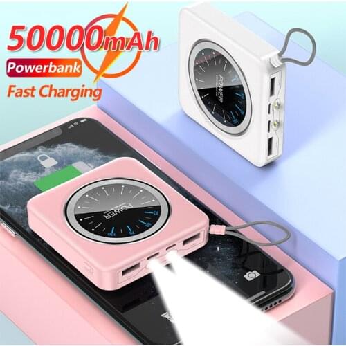 50000mAh Portable Mini Power Bank Two-way Fast Charging Simple Style Macaron External Battery Charger for Xiaomi IPhone
