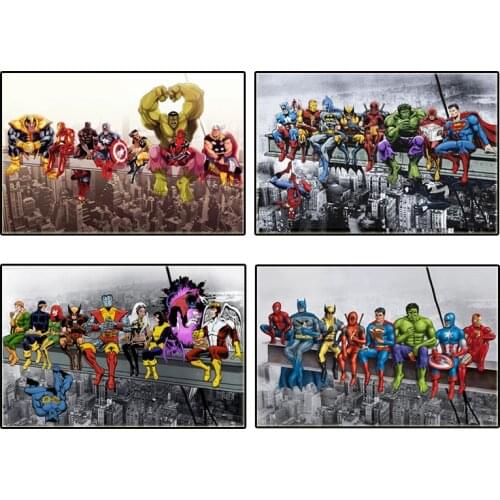 Marvel Avengers Superhero Canvas Posters Funny Anime Captain America Iron Man Hulk Print Painting Wall Art Decor Room Cuadros