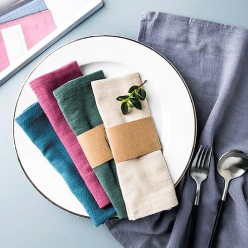 1Pcs Cotton Linen Table Napkin Cloth Home Wedding Party Kitchen Dinner Cup Dishes Napkins Cloth Table Decorative 40*30cm
