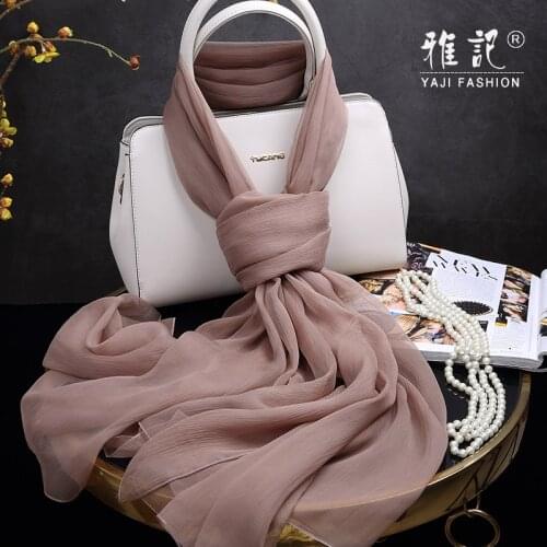 Bean Color Silk Scarf Women Long Scarf Plain Solid Soft Spring Hangzhou Elegant 100% Silk Scarf Shawl Autumn Winter Summer